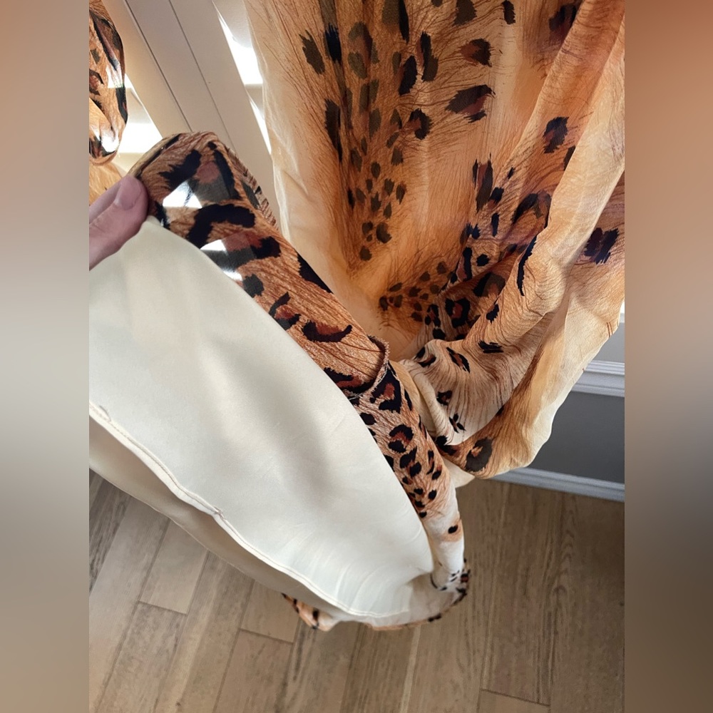 Vtg 2pc Leopard Print Matching Maxi Dress and Cover-up Set Boho Summer Medium - Picture 4 of 4